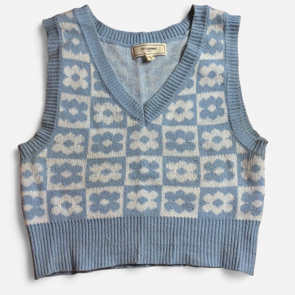 Co Covert Blue and White Floral Crop Top